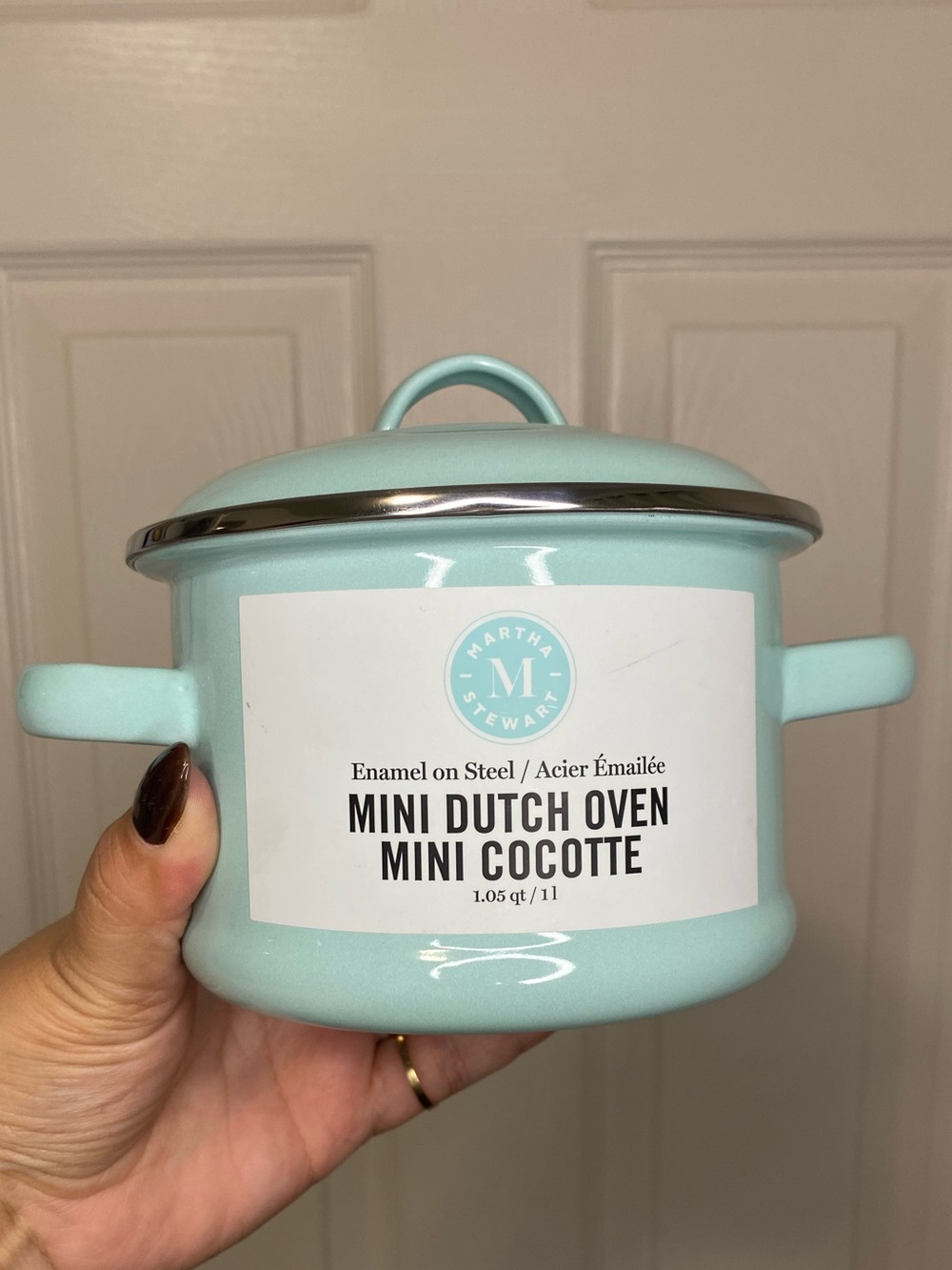 NWT Martha Stewart Mini Dutch Oven in Aqua Blue